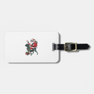 Xmas Lighting Santa Riding Great Dane Dog Christma Luggage Tag