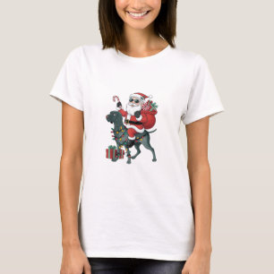 Xmas Lighting Santa Riding Great Dane Dog Christma T-Shirt