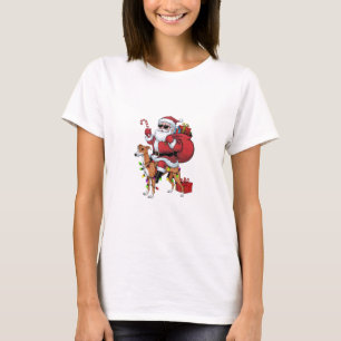 Xmas Lighting Santa Riding Greyhound Dog Christmas T-Shirt
