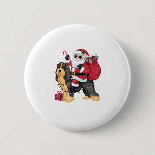 Xmas Lighting Santa Riding Havanese Dog Christmas 6 Cm Round Badge
