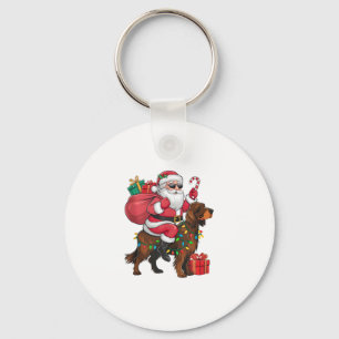 Xmas Lighting Santa Riding Irish Setter Dog Christ Key Ring