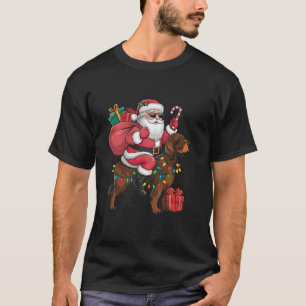 Xmas Lighting Santa Riding Irish Setter Dog Christ T-Shirt