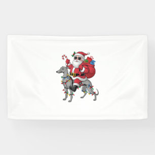 Xmas Lighting Santa Riding Italian Greyhound Dog C Banner
