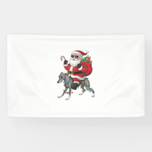 Xmas Lighting Santa Riding Italian Greyhound Dog C Banner