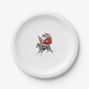 Xmas Lighting Santa Riding Italian Greyhound Dog C Paper Plate