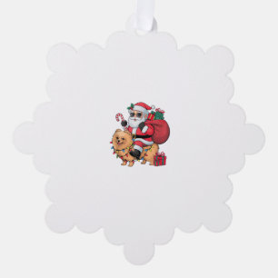 Xmas Lighting Santa Riding Pomeranian Dog Christma Tree Decoration Card