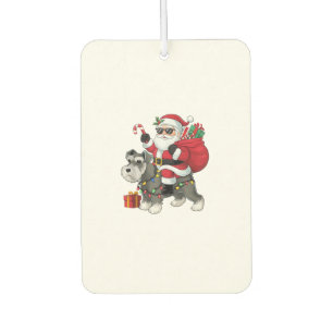 Xmas Lighting Santa Riding Schnauzer Dog Christmas Car Air Freshener