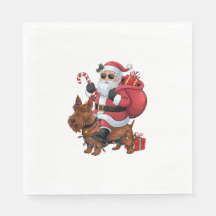 Xmas Lighting Santa Riding Scottish Terrier Dog Ch Napkin