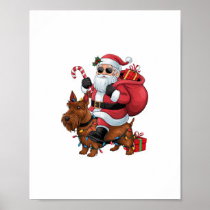 Xmas Lighting Santa Riding Scottish Terrier Dog Ch Poster