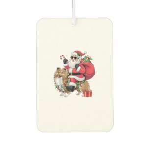 Xmas Lighting Santa Riding Sheepdog Christmas  Car Air Freshener