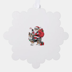 Xmas Lighting Santa Riding Sheltie Dog Christmas Tree Decoration Card