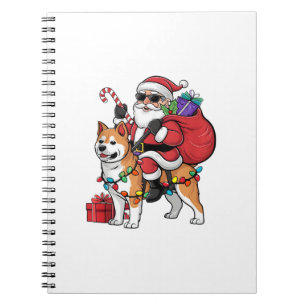 Xmas Lighting Santa Riding Shiba Inu Dog Christmas Notebook