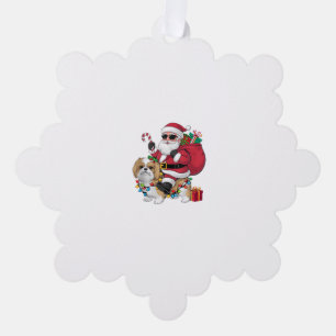 Xmas Lighting Santa Riding Shih Tzu Dog Christmas Tree Decoration Card