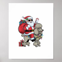 Xmas Lighting Santa Riding Standard Poodle Dog Chr