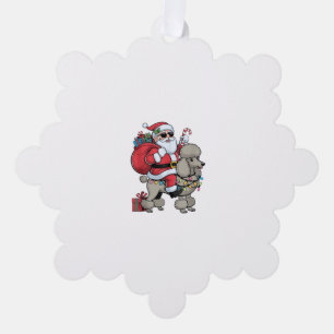 Xmas Lighting Santa Riding Standard Poodle Dog Chr Tree Decoration Card