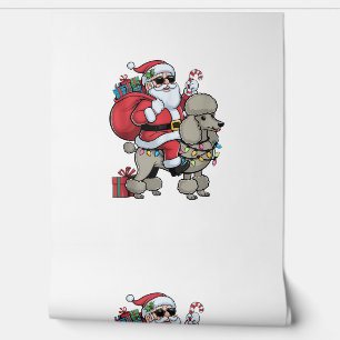 Xmas Lighting Santa Riding Standard Poodle Dog Chr Wallpaper