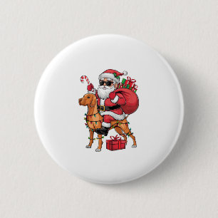 Xmas Lighting Santa Riding Vizsla Dog Christmas  6 Cm Round Badge