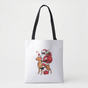 Xmas Lighting Santa Riding Vizsla Dog Christmas Tote Bag