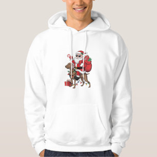 Xmas Lighting Santa Riding Weimaraner Dog Christma Hoodie