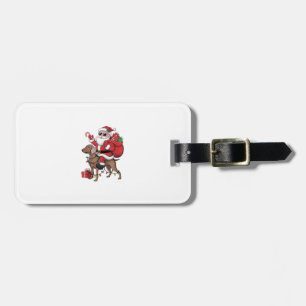 Xmas Lighting Santa Riding Weimaraner Dog Christma Luggage Tag