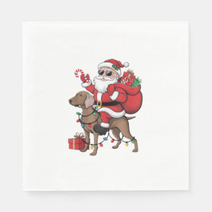 Xmas Lighting Santa Riding Weimaraner Dog Christma Napkin