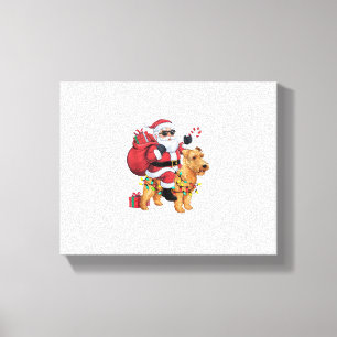 Xmas Lighting Santa Riding Wheaten Terrier Dog Chr Canvas Print