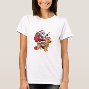 Xmas Lighting Santa Riding Wheaten Terrier Dog Chr T-Shirt