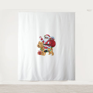 Xmas Lighting Santa Riding Wheaten Terrier Dog Chr Tapestry