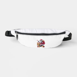 Xmas Lighting Santa Riding Yorkie Dog Christmas  Bum Bags
