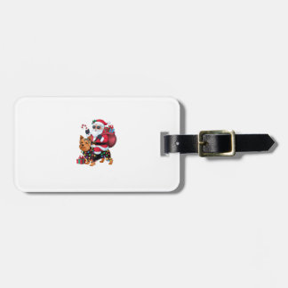 Xmas Lighting Santa Riding Yorkshire Terrier Dog C Luggage Tag