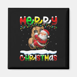 Xmas Lighting Santa Rock Climbing Merry Christmas  Magnet