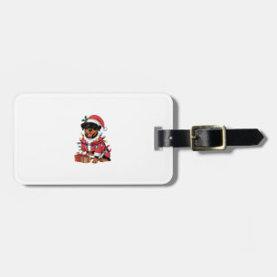 Xmas Lighting Santa Rottweiler Dog Christmas Luggage Tag