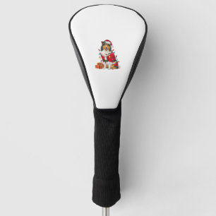 Xmas Lighting Santa Rough Collie Dog Christmas  Golf Head Cover