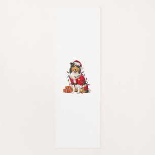 Xmas Lighting Santa Rough Collie Dog Christmas Yoga Mat