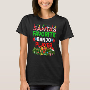 Xmas Lighting Santa S Favourite Banjo Player Chris T-Shirt