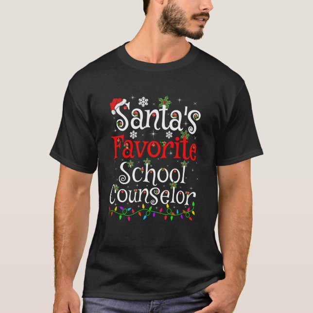 Xmas Lighting Santa s Favourite School Counsellor  T-Shirt (Front)
