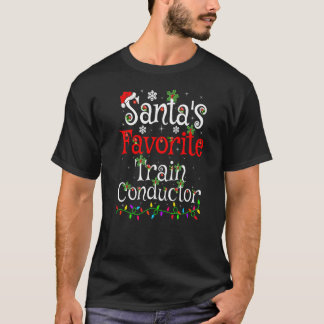 Xmas Lighting Santa S Favourite Train Conductor Ch T-Shirt