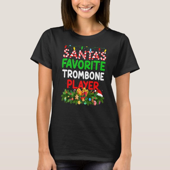 Xmas Lighting Santa S Favourite Trombone Player Ch T-Shirt (Front)
