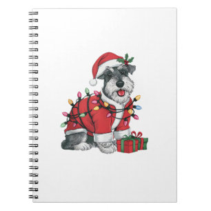Xmas Lighting Santa Schnauzer Dog Christmas Notebook
