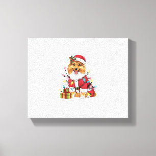 Xmas Lighting Santa Sheltie Dog Christmas Canvas Print