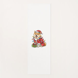 Xmas Lighting Santa Shiba Inu Dog Christmas Yoga Mat