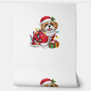 Xmas Lighting Santa Shih Tzu Dog Christmas Wallpaper