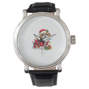 Xmas Lighting Santa Shih Tzu Dog Christmas Watch