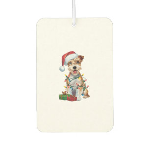Xmas Lighting Santa Silky Terrier Dog Christmas _1 Car Air Freshener
