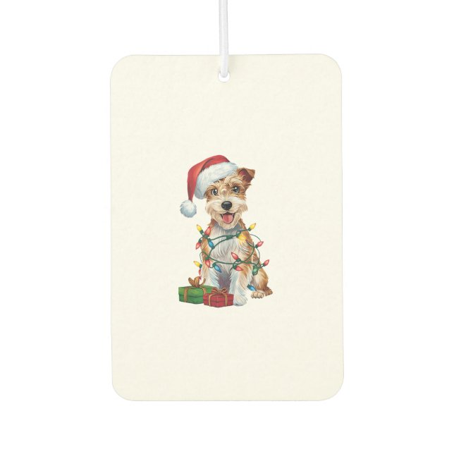 Xmas Lighting Santa Silky Terrier Dog Christmas _1 Car Air Freshener (Front)