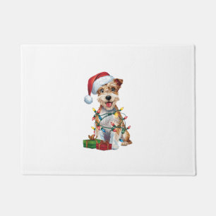 Xmas Lighting Santa Silky Terrier Dog Christmas _1 Doormat