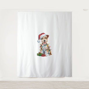 Xmas Lighting Santa Silky Terrier Dog Christmas _1 Tapestry