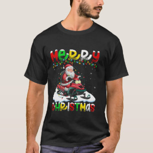 Xmas Lighting Santa Snowmobiling Merry Christmas T-Shirt