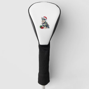 Xmas Lighting Santa Standard Schnauzer Dog Christm Golf Head Cover