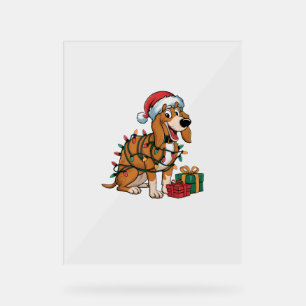 Xmas Lighting Santa Treeing Walker Coonhound Dog C Acrylic Sign